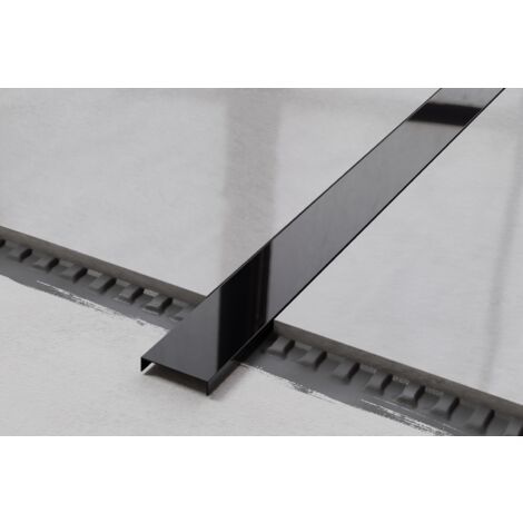 Raccord de mise à la terre en acier inoxydable U-profil pour carreaux 4cm x 270cm - noir brillant (1/3)