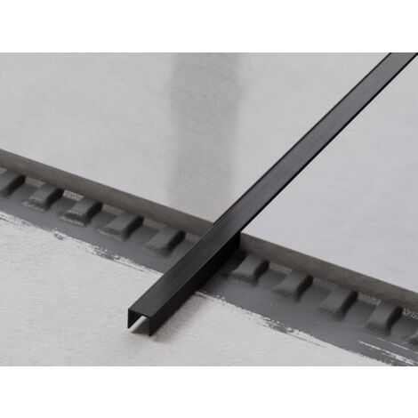 Connexion de mise à la terre en acier inoxydable U-profil pour carreaux 1cm x 270cm - noir satiné (1/3)