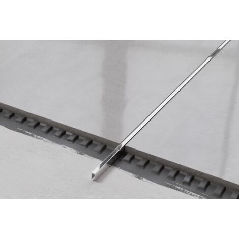 Acier inoxydable U-profil de liaison au sol pour tuiles 0.5cm x 244cm - argent brillant (1/3)