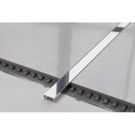 Connexion de mise à la terre en acier inoxydable U-profil pour carreaux 2cm x 270cm - argent brillant (1/3)