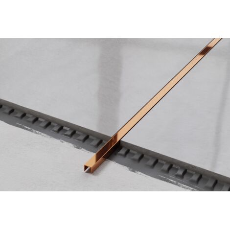 Acier inoxydable raccordement au sol U-profil pour carreaux 1cm x 270cm - cuivre poli (1/3)