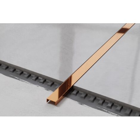 Acier inoxydable raccordement à la terre U-profil pour carreaux 2cm x 270cm - cuivre poli (1/3)