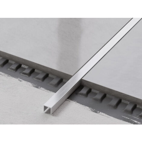 Connexion de mise à la terre en acier inoxydable U-profil pour carreaux 1cm x 270cm - argent satiné