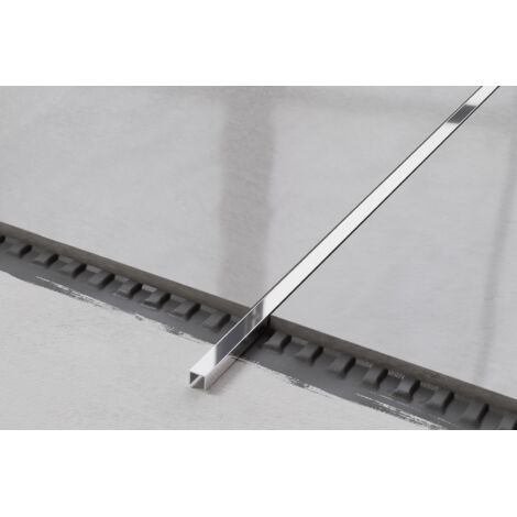 Raccordement au sol en acier inoxydable U-profil pour carreaux 1cm x 270cm - argent brillant (1/3)