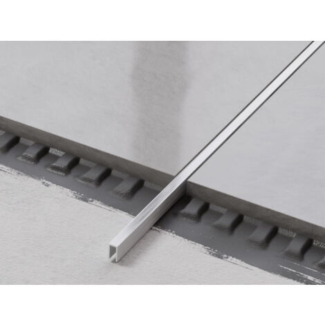 Raccord de mise à la terre en acier inoxydable U-profil pour carreaux 0.5cm x 270cm - argent satiné (1/3)