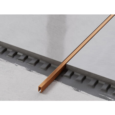 Connecteur de mise à la terre en acier inoxydable U-profil pour carreaux 0.5cm x 270cm - cuivre satiné (1/3)