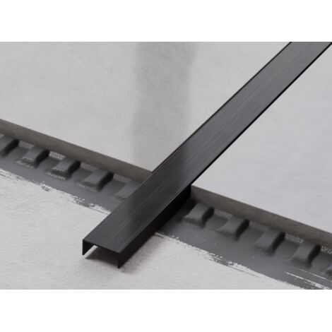 Acier inoxydable U-profil de liaison au sol pour carreaux 2cm x 270cm - noir satiné (1/3)