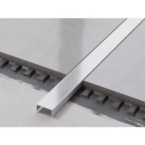 Raccord de mise à la terre en acier inoxydable profil U pour carreaux 2cm x 270cm - argent satiné (1/3)