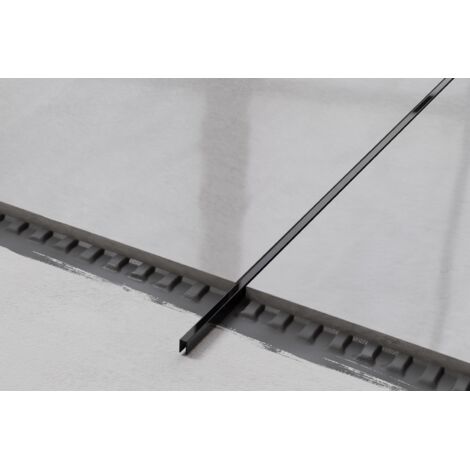 Raccordement au sol en acier inoxydable U-profil pour carreaux 0.5cm x 244cm - noir brillant