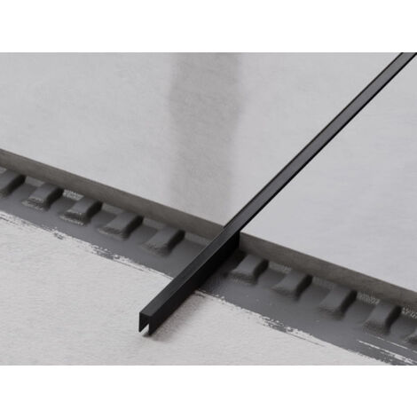 Raccord de mise à la terre en acier inoxydable U-profil pour carreaux 0.5cm x 270cm - noir satiné (1/3)