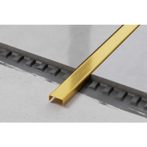 Ilcom – Profilé de finition en C acier inoxydable 4cm x 270cm – Finition or satiné – Résistant aux acides – Pour murs et sols intérieurs (1/3)