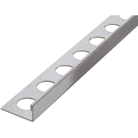 Acier inoxydable J Profil d’angle pour carreaux 0.8cm x 270cm - Argent satiné (1/5)