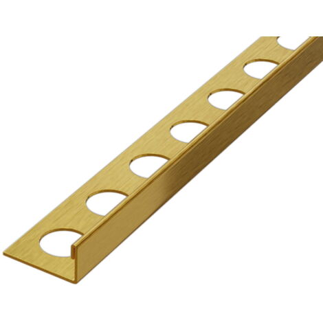 Acier inoxydable J Profil d’angle pour carreaux 0.8cm x 270cm - Or satiné (1/5)
