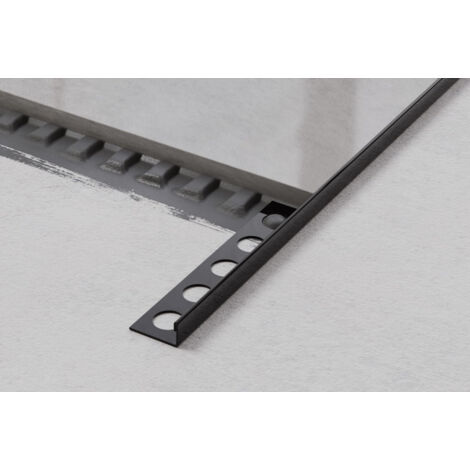 Acier inoxydable J Profil d’angle pour carreaux 0.8cm x 270cm - Noir brillant (1/5)