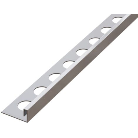 Profil d’angle rectifié Js en acier inoxydable pour carrelage 1cm x 270cm - Argent satiné (1/5)