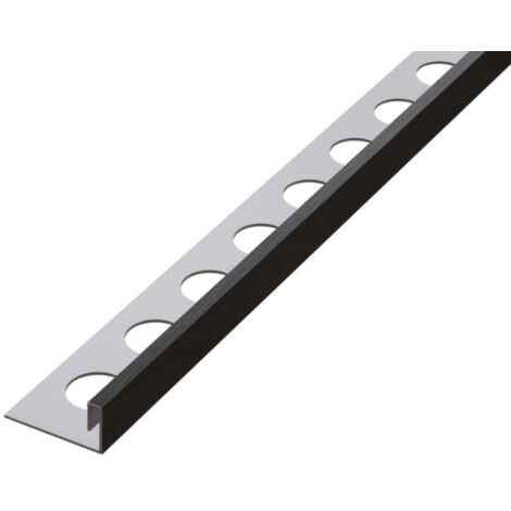 Profil d’angle rectifié Js en acier inoxydable pour carrelage 1cm x 270cm - Noir satiné (1/5)