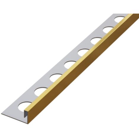 Profilé d’angle rectifié Js en acier inoxydable pour carrelage 1cm x 270cm - Or satiné