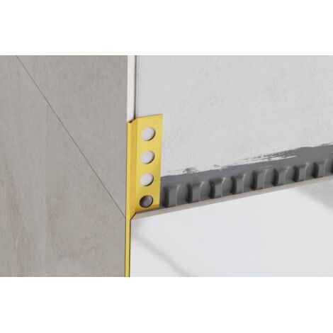 Profil d’angle en acier inoxydable Rs 45 degrés pour carreaux 1.2cm x 270cm - or satiné (1/5)