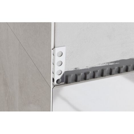 Profil d’angle en acier inoxydable Rs 45 degrés pour carreaux 1.4cm x 270cm - argent brillant (1/5)