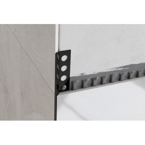 Profil d’angle en acier inoxydable Rs 45 degrés pour carreaux 1.2cm x 270cm - noir brillant (1/5)