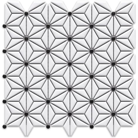 Mosaïque en céramique sur maille pour salle de bain ou cuisine 29.4cm x 30.7cm - Origami