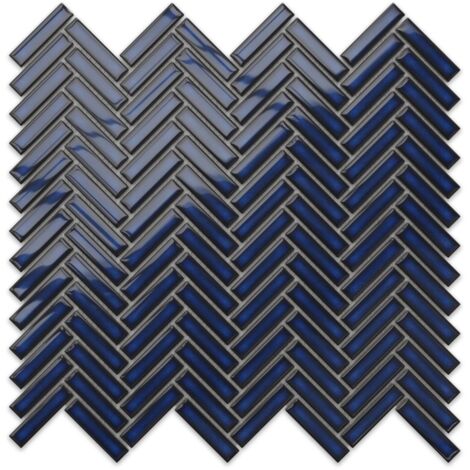 Mosaïque en céramique sur maille pour salle de bain ou cuisine 27cm x 28cm - Blue Forest
