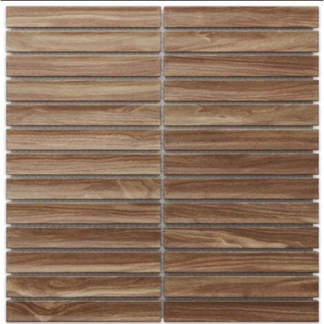 Mosaïque en céramique sur maille pour salle de bain ou cuisine 29.6cm x 30.0cm - Dark wood piano