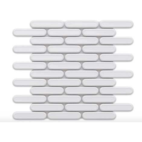 Mosaïque en céramique sur maille pour salle de bain ou cuisine 30cm x 30.5cm - White Savoiardi