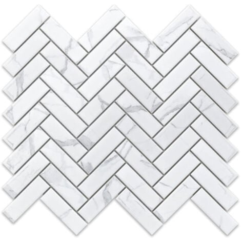 Mosaïque en céramique sur maille pour salle de bain ou cuisine 31.5cm x 27.7cm - Marble Forest