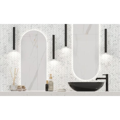 Mosaïque en céramique sur maille pour salle de bain ou cuisine 31.5cm x 27.7cm - Marble Forest