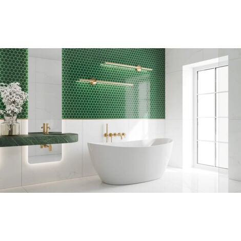Mosaïque en céramique sur maille pour salle de bain ou cuisine 32.3cm x 27.7cm - Deep Green