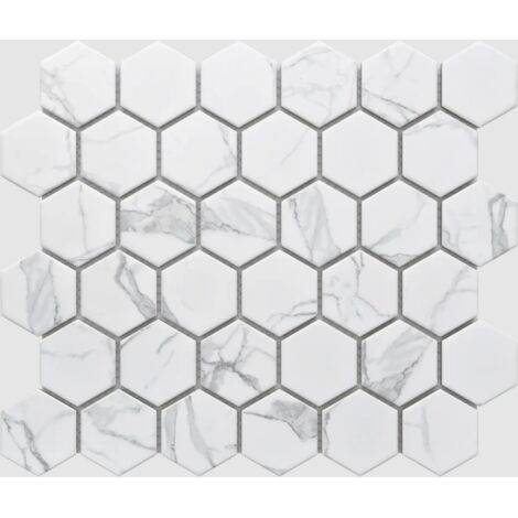 Mosaïque en céramique sur maille pour salle de bain ou cuisine 32.3cm x 27.7cm - Marble Honey