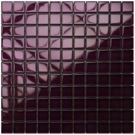 Mosaïque de verre sur maille pour salle de bain ou cuisine 30 cm x 30 cm - Purple eggplant