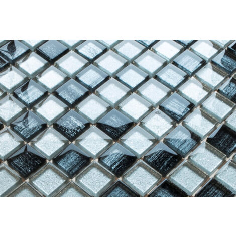 Mosaïque de verre sur maille pour salle de bain ou cuisine  30 cm x 30 cm - Diamond Zebra