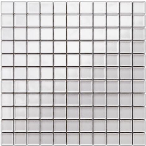 Mosaïque de verre sur maille pour salle de bain ou cuisine 30 cm x 30 cm - Pole north snow