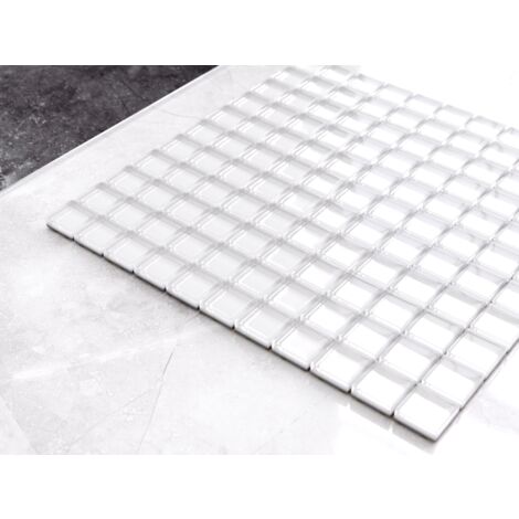 Mosaïque de verre sur maille pour salle de bain ou cuisine 30 cm x 30 cm - Pole north snow