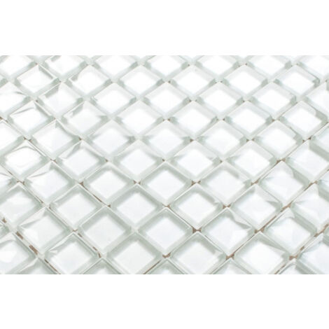 Mosaïque de verre sur maille pour salle de bain ou cuisine 30 cm x 30 cm - Pole north snow