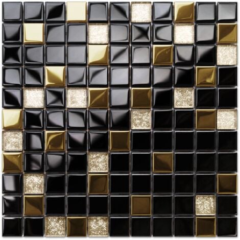 Mosaïque de verre sur maille pour salle de bain ou cuisine 30 cm x 30 cm - Montecarlo