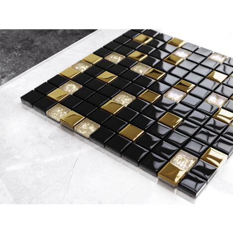 Mosaïque de verre sur maille pour salle de bain ou cuisine 30 cm x 30 cm - Montecarlo