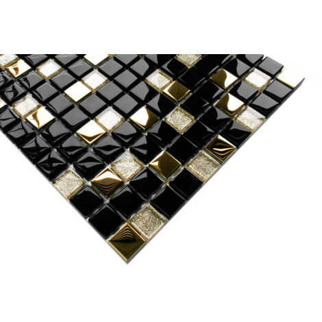 Mosaïque de verre sur maille pour salle de bain ou cuisine 30 cm x 30 cm - Montecarlo