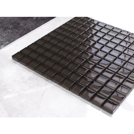 Mosaïque de verre sur maille pour salle de bain ou cuisine 30 cm x 30 cm - Dark chocolate