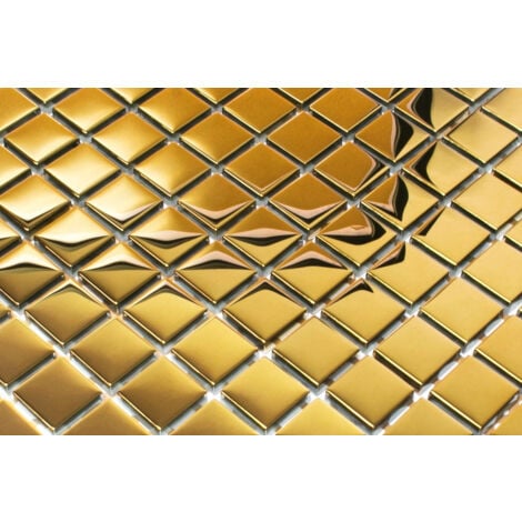 Mosaïque de verre sur maille pour salle de bain ou cuisine 30 cm x 30 cm – Pure gold