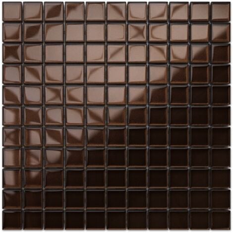 Mosaïque de verre sur maille pour salle de bain ou cuisine 30 cm x 30 cm - Chocolate pastry