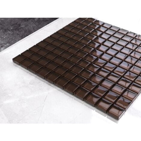 Mosaïque de verre sur maille pour salle de bain ou cuisine 30 cm x 30 cm - Chocolate pastry