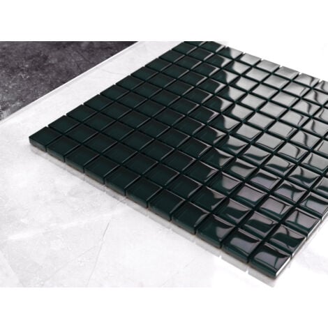 Mosaïque de verre sur maille pour salle de bain ou cuisine 30 cm x 30 cm - Green ice