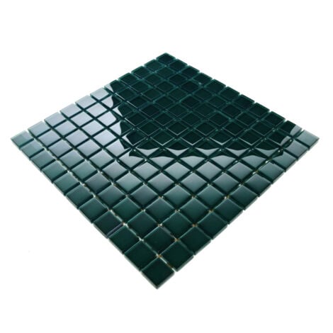 Mosaïque de verre sur maille pour salle de bain ou cuisine 30 cm x 30 cm - Green ice