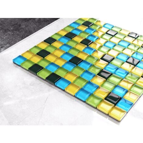 Mosaïque de verre sur maille pour salle de bain ou cuisine  30 cm x 30 cm - Lemon Tree