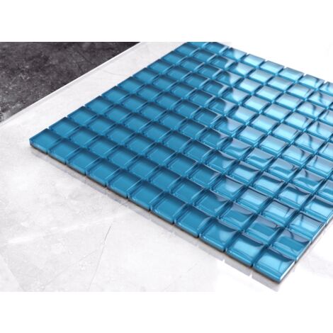 Mosaïque de verre sur maille pour salle de bain ou cuisine 30 x 30 cm - Sapphire seas