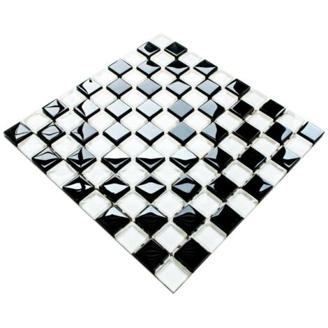 Mosaïque intérieure en verre pour salle de bain cuisine - 27x27cm - Check mate (1/5)