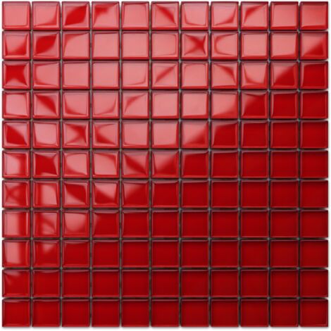 Mosaïque sur filet pour salle de bain ou cuisine en verre 30x30cm - Pure Red